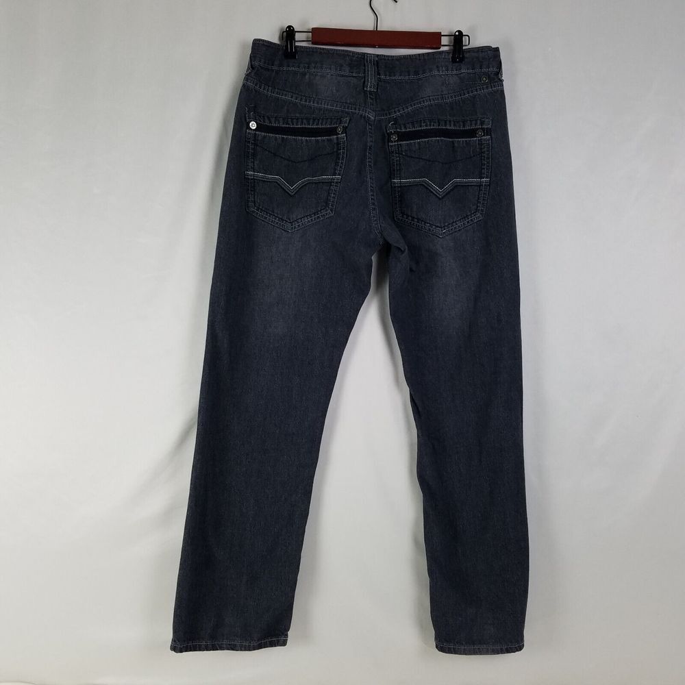 Mecca Jeans Mens 38 x 34 Black Slim Fit Straight Charcoal Denim Actual W34 x L31 - Picture 2 of 11